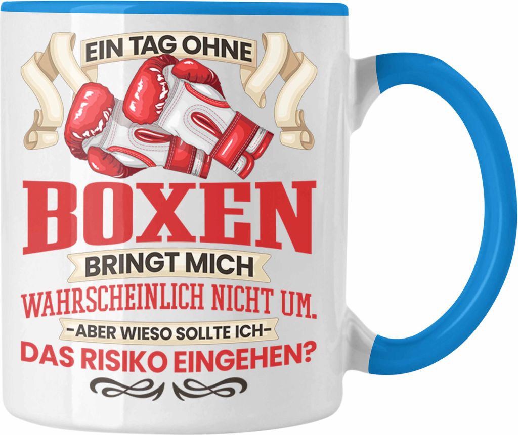 Trendation - Boxen Tasse Geschenk Boxer Kampfsport Geschenkidee Spruch (Blau)