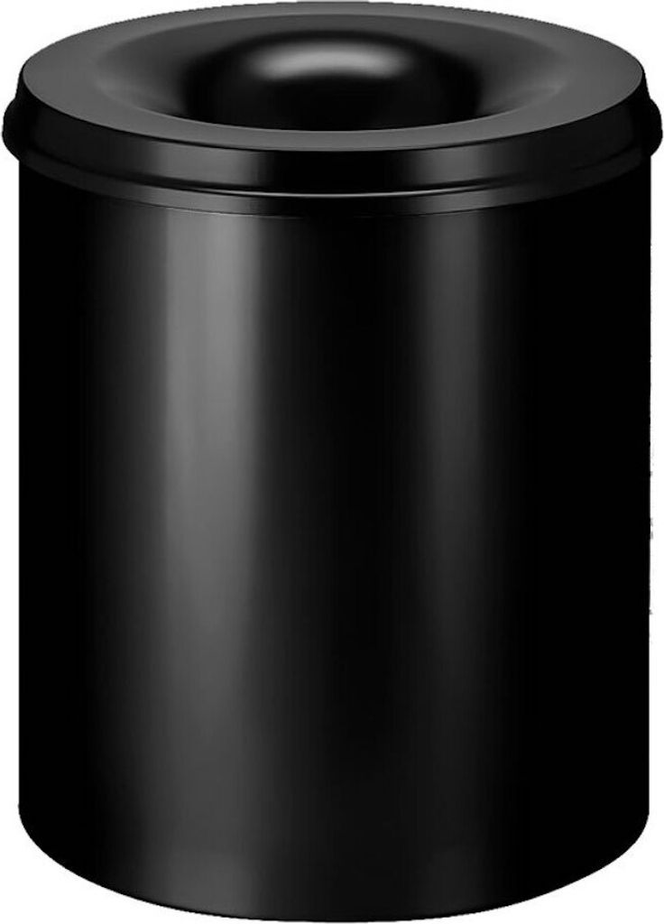 Selbstlöschender Papierkorb & Abfallsammler aus Metall | 80 Liter, HxØ 54x47cm | Schwarz