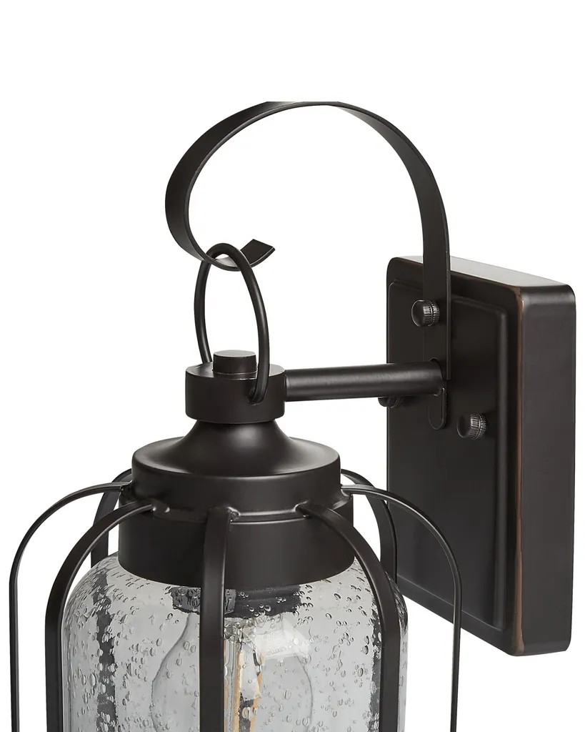 Applique Murale Extérieure Anti-Corrosion Fer Noir 36cm Style Rétro