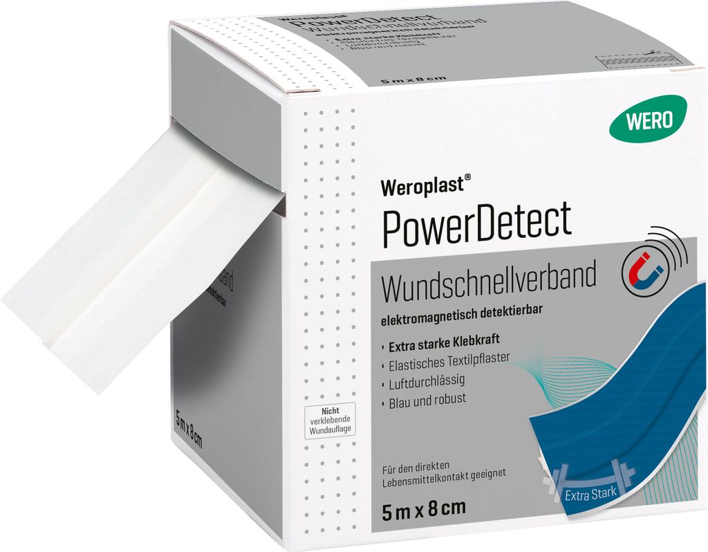 Weroplast PowerDetect Wundschnellverband 5 m x 8 cm, detektierbar