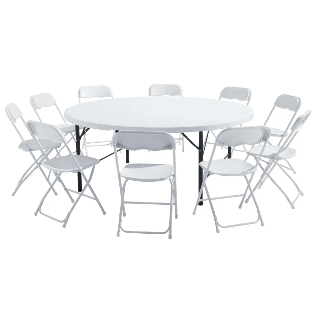 Table ronde de banquet et 8 chaises pliantes pour réception