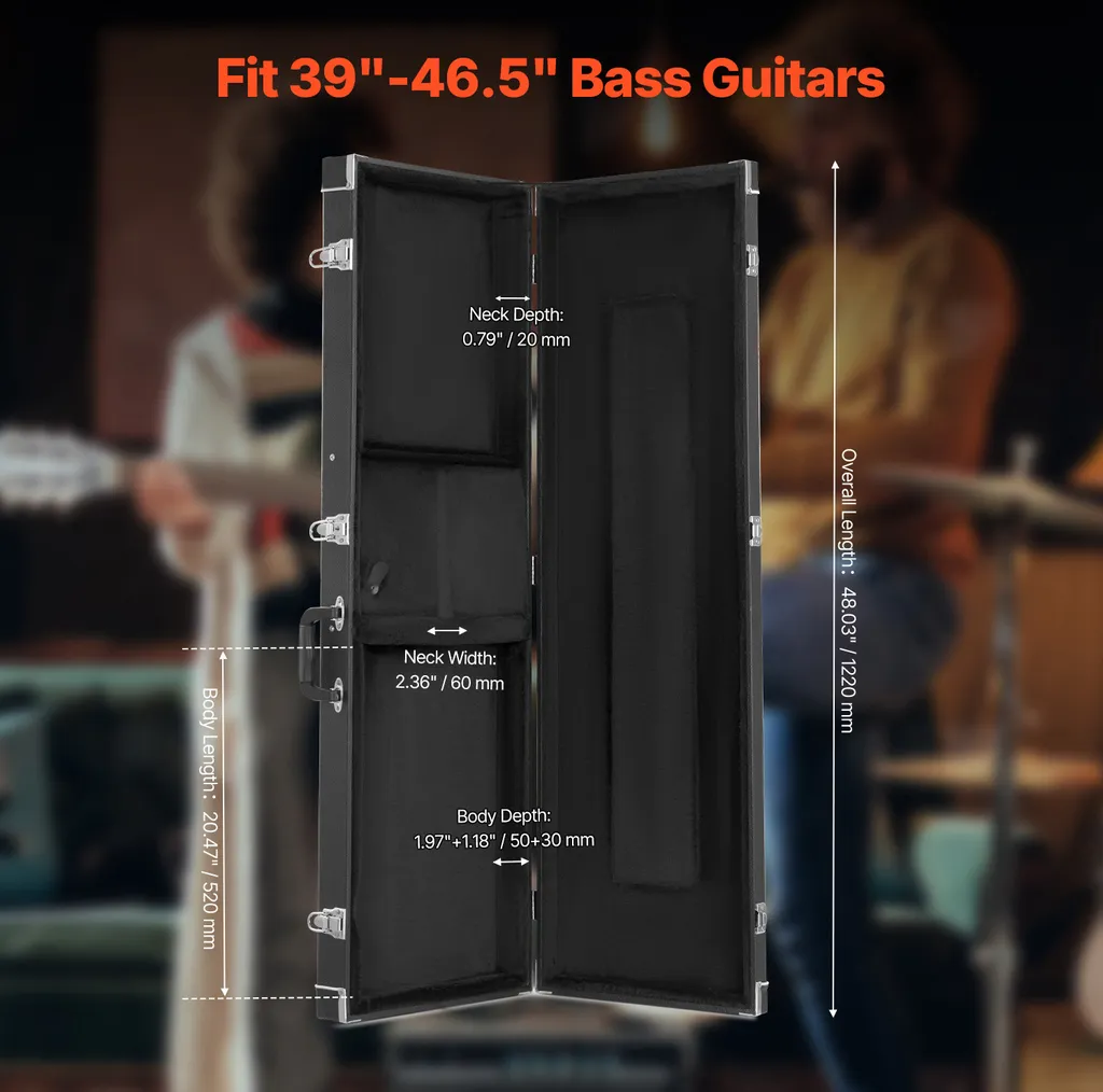 SucceBuy Étui Rigide Guitare Basse 48 Pouces - Coque PVC Imperméable - 2