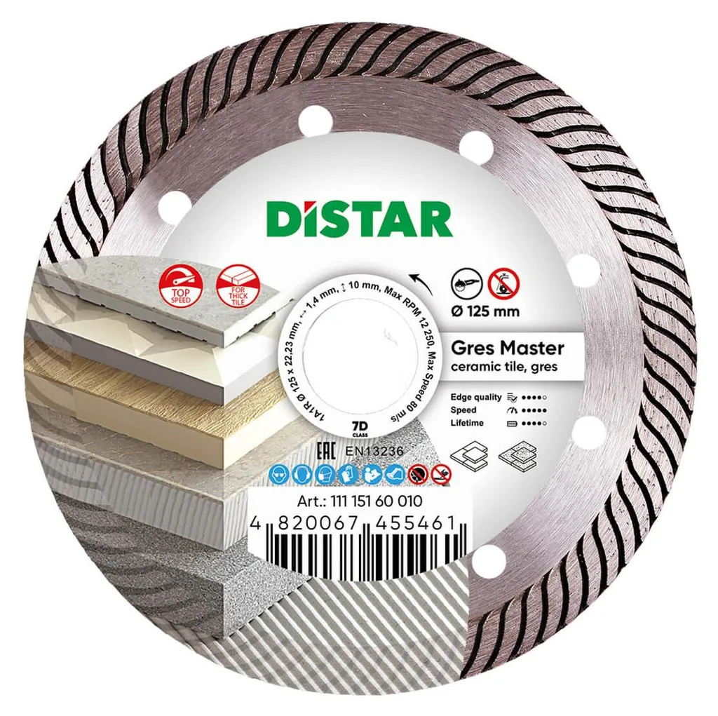 Disque diamant 125mm Distar Gres Master pour coupe précise de carrelage