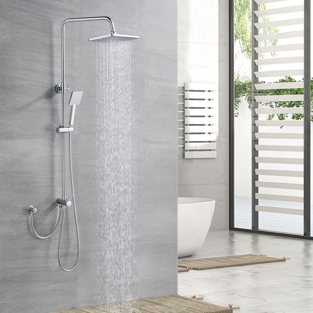 Duschsystem Regendusche Duschset mit Handbrause ohne Thermostat Armatur Chrom 