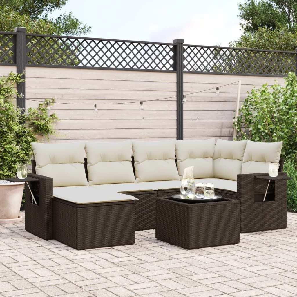 Maison Exclusive - 7-tlg. Garten-Sofagarnitur mit Kissen Braun Poly Rattan