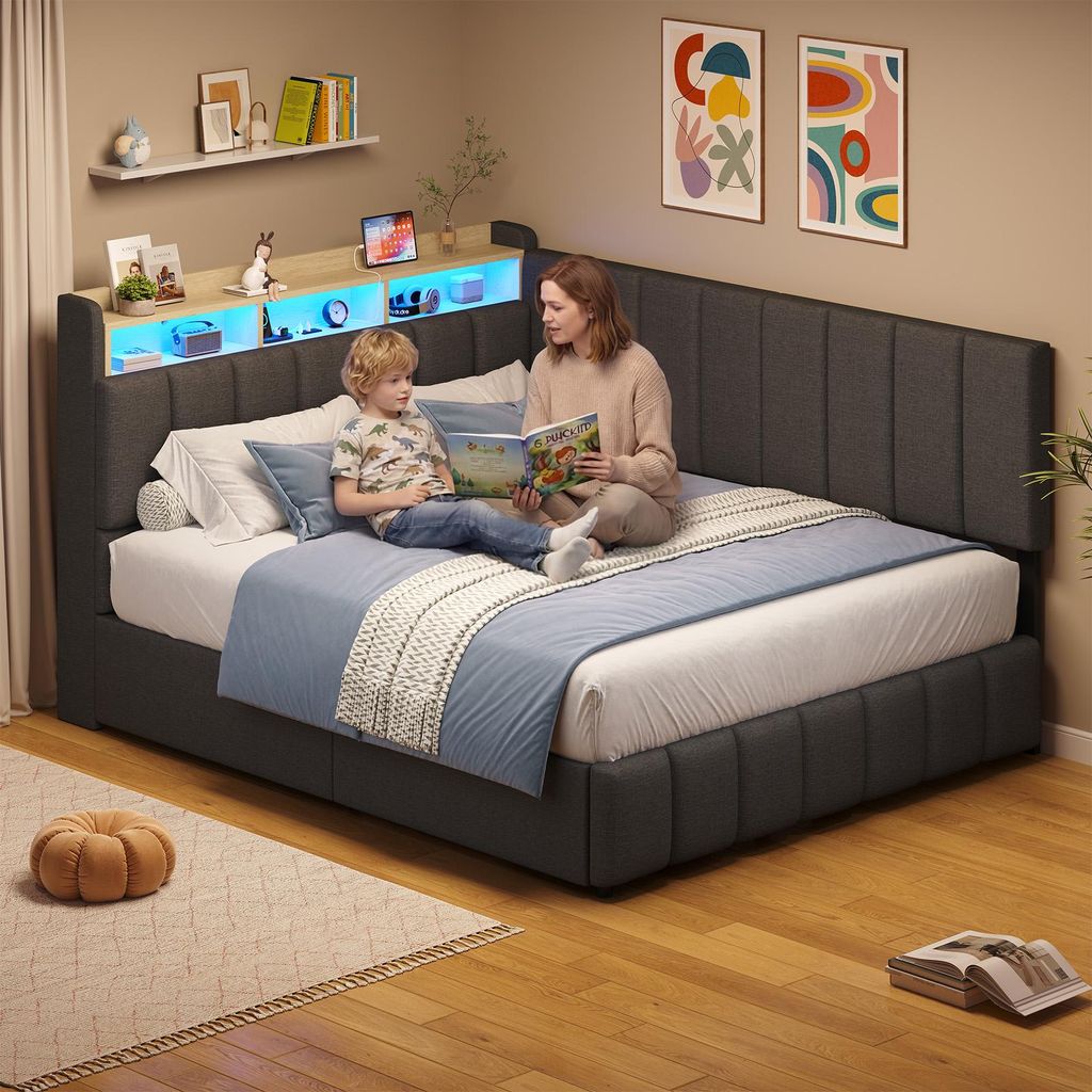 KIMENICH Jugendbett mit LED Beleuchtung, Polsterbett mit Produktbild 