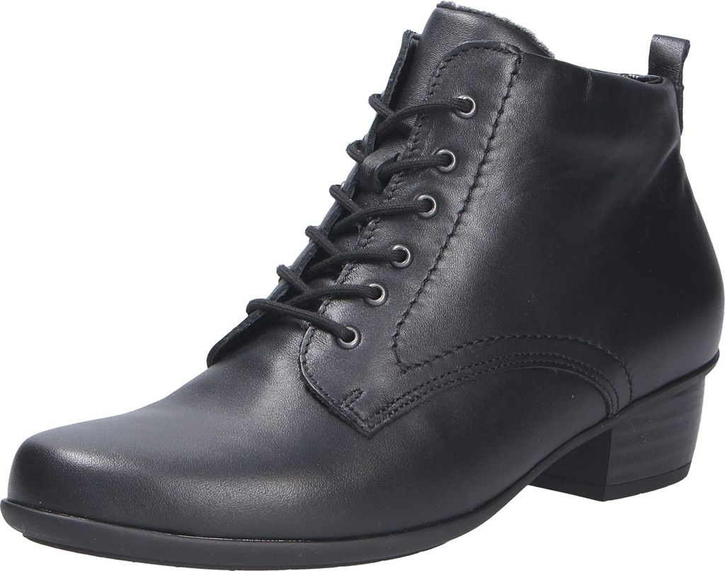 Waldläufer Stiefelette Haifi 967809-102-001, Glattleder, Schwarz, Reißverschluss, Weite H, Fußbett zum Wechseln 37 1/2
