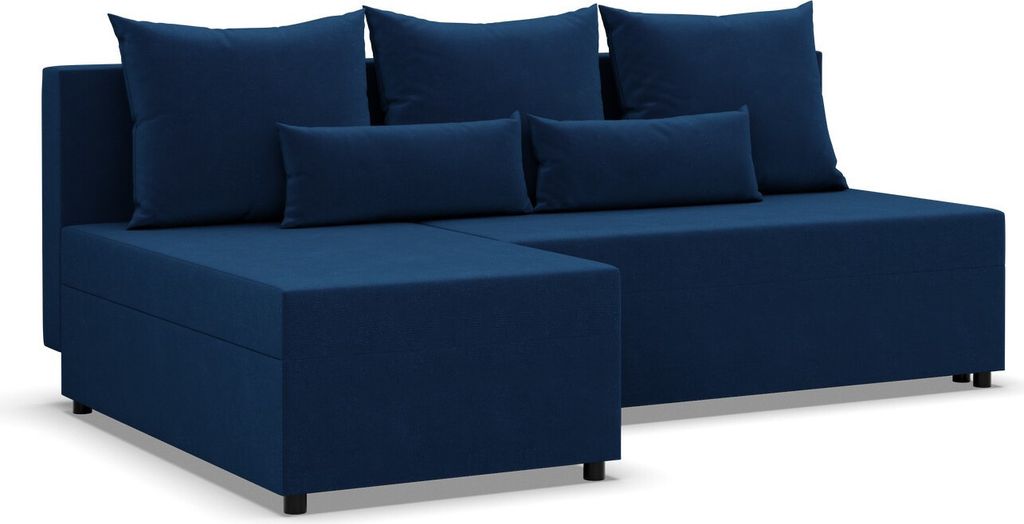 FERMO - Ecksofa mit Schlaffunktion, Bettkastem, Komfort und Still, marineblau