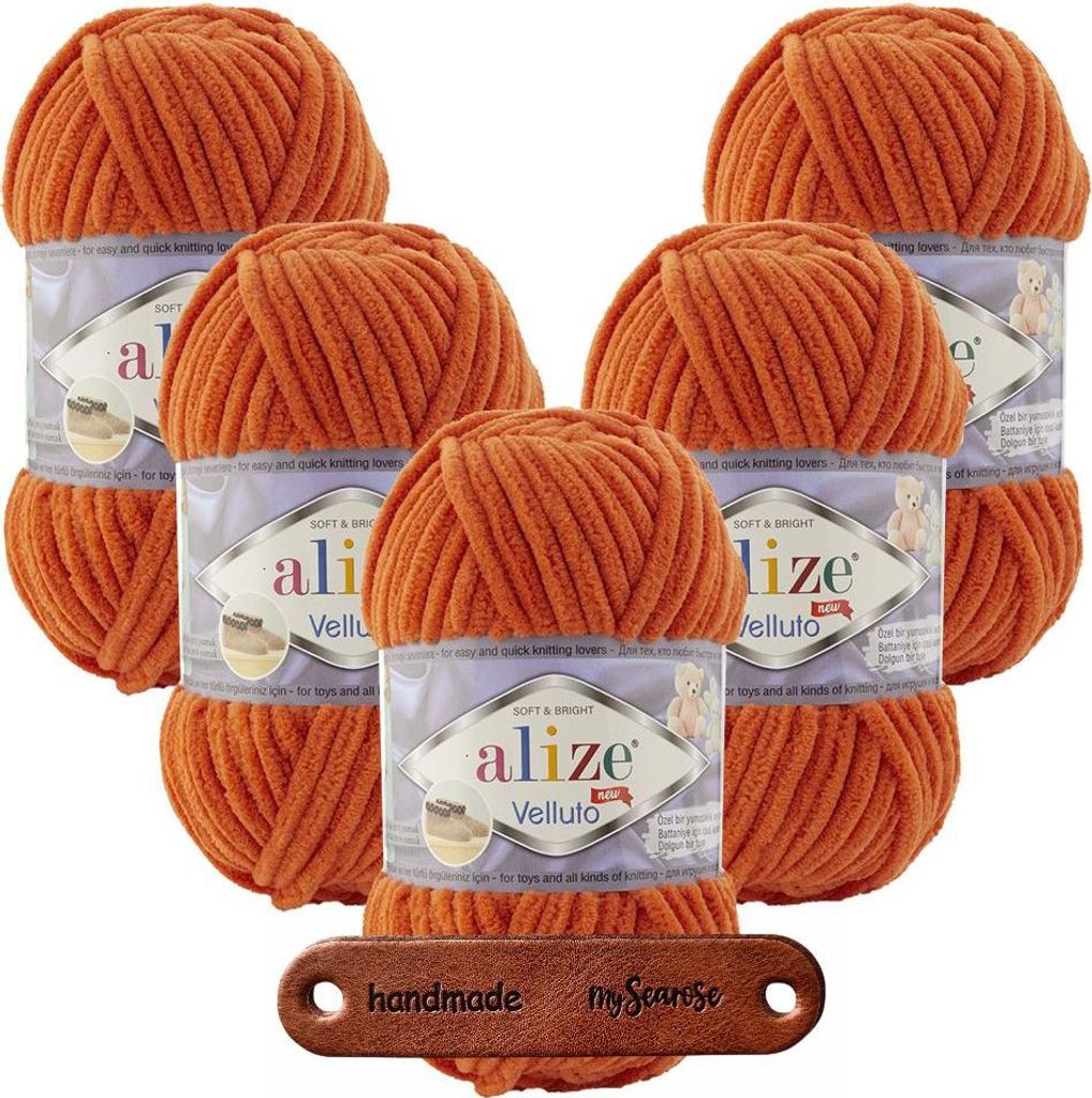 5 x ALIZE Velluto 6 Orange mit Label Produktbild 