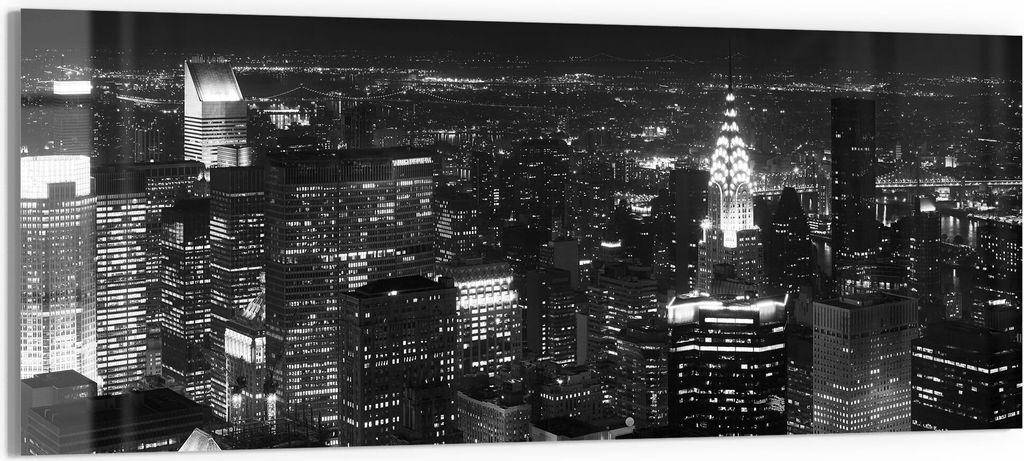 DEQORI Glasbild Echtglas 150x60 cm 'Nächtliches Manhattan' Wandbild Bild modern Deko