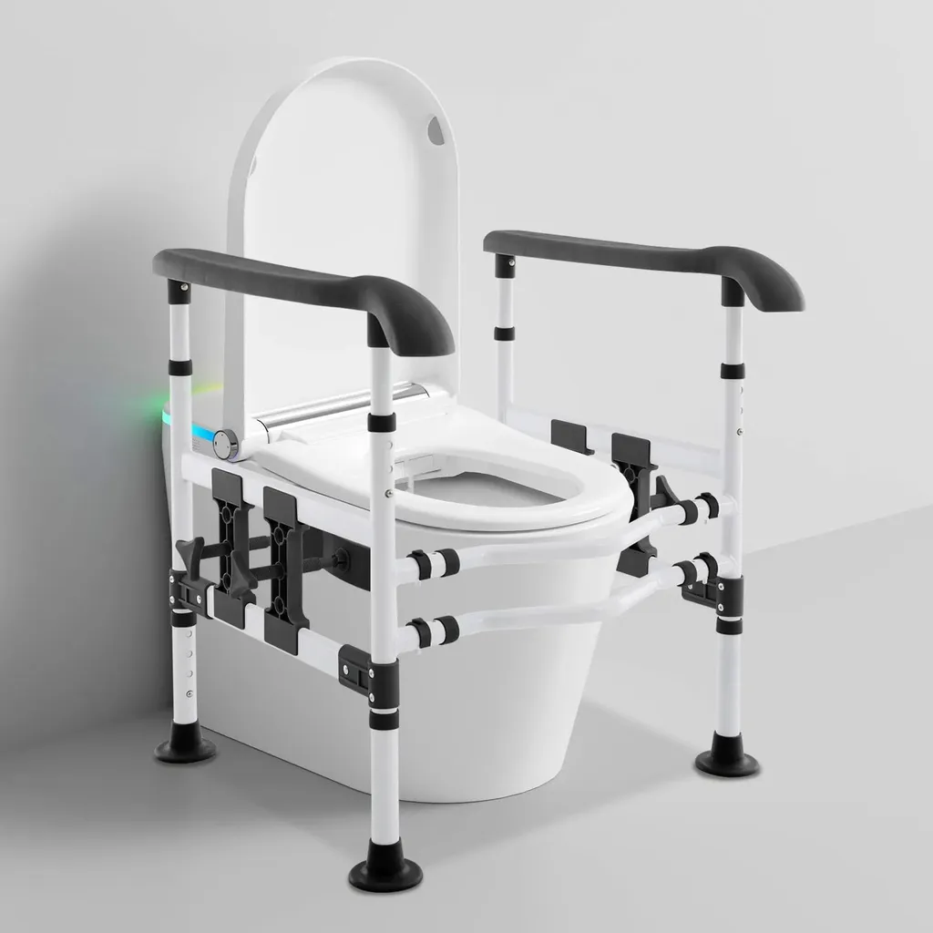 Support WC pour éviter les chutes - Cadre réglable noir haute sécurité