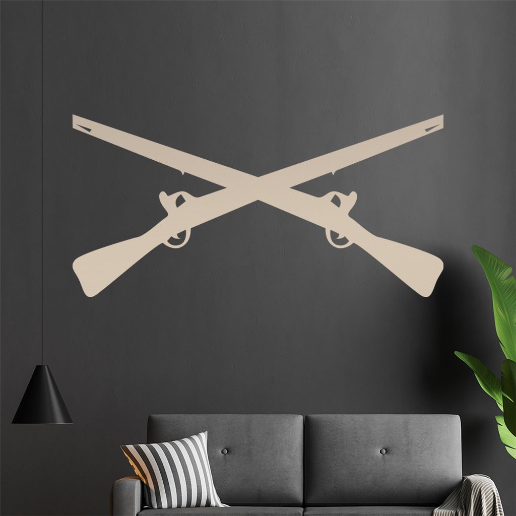 Gekreuzte Gewehre Wandtattoo in 6 Größen - Wandaufkleber Wall Sticker - Dekoration, Küche, Wohnzimmer, Schlafzimmer, Badezimmer