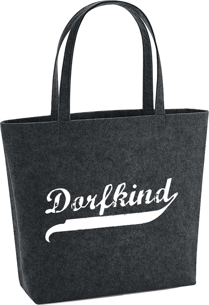 Huuraa Filzshopper Dorfkind Vintage 22 Liter Charcoal Melange Filztasche Geschenkidee