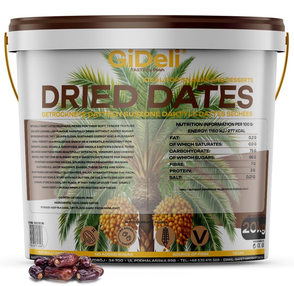 Datteln 20kg Ohne Zuckerzusatz Rohkost Soft Aromatisch Naturrein Vegan GiDeli