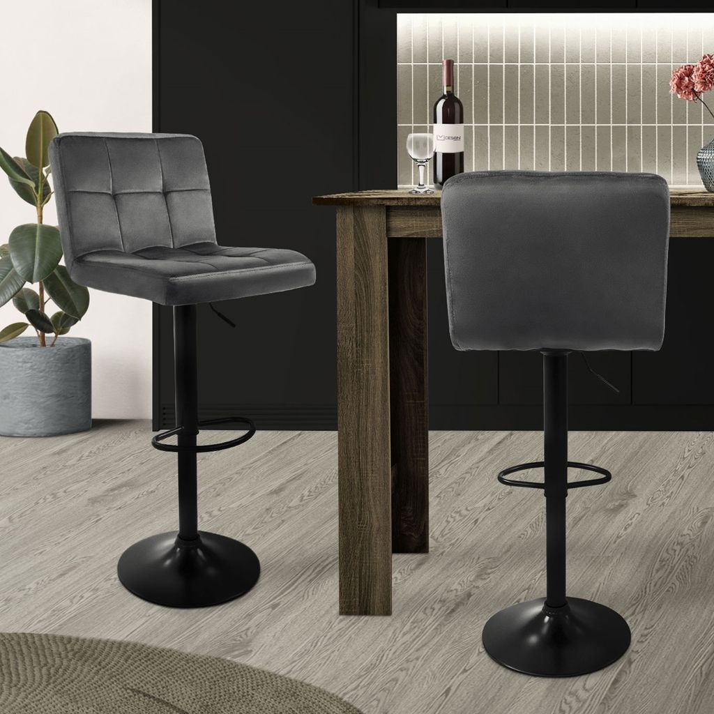 ML-Design 2er Set Barhocker Tresenhocker 360° drehbar, Gepolsterter Barstuhl mit Rückenlehne und Fußstütze, 63-83 cm