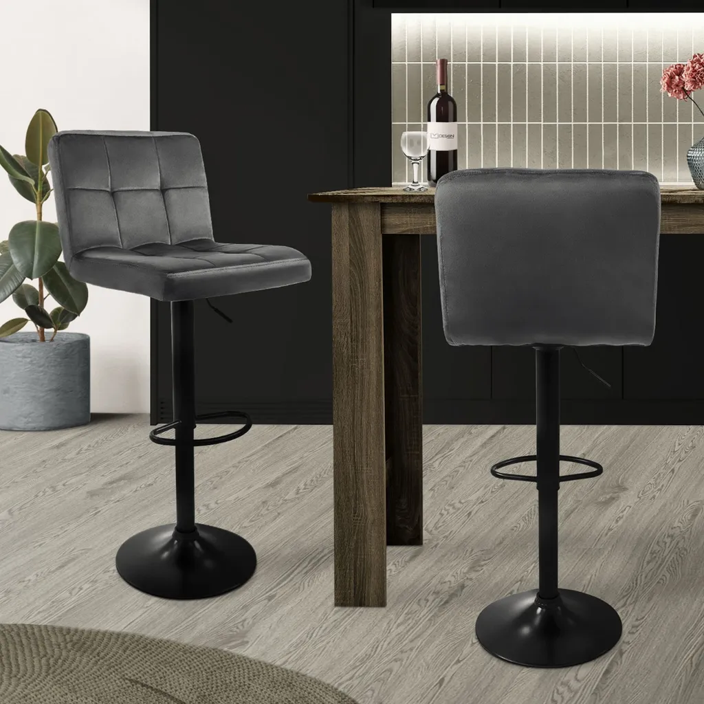 Tabouret de Bar pour Îlot Central Cuisine Hauteur Réglable Lot de 2