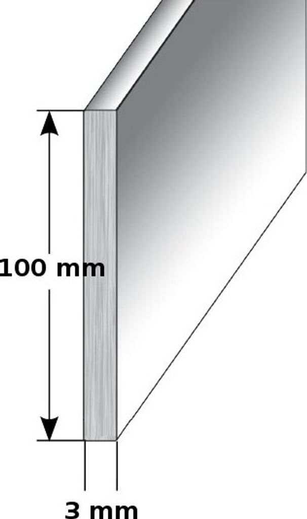 Fußleiste / Sockelleiste (TYP i 100) aus Aluminium, Höhe: 100 mm, Farbe: silber eloxiert, Materialstärke: 3,0 mm, Befestigungsart: ungebohrt