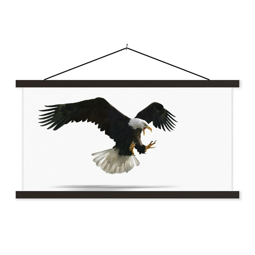 MuchoWow Textilposter Adler - Vogel - Weiß 120x60 cm mit schwarzem Rahmen - Dekoration Schlafzimmer