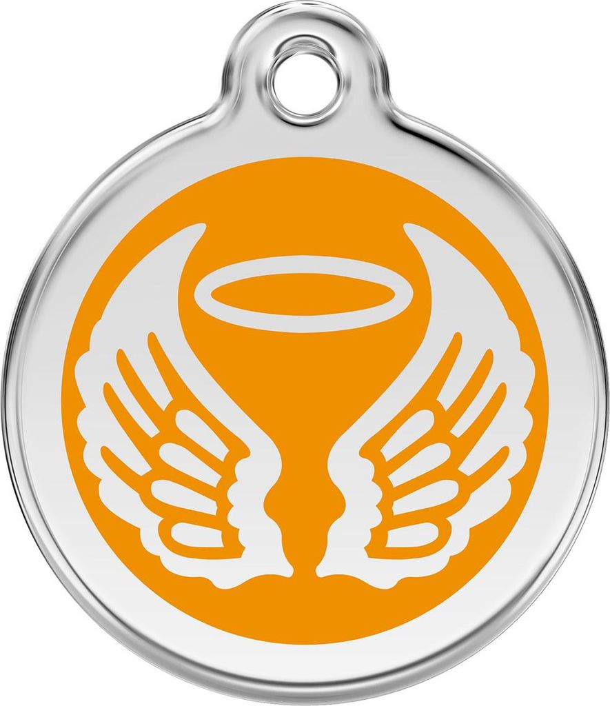 RedDingo Hundemarke mit individueller Gravur Engelsflügel orange, Größe: M