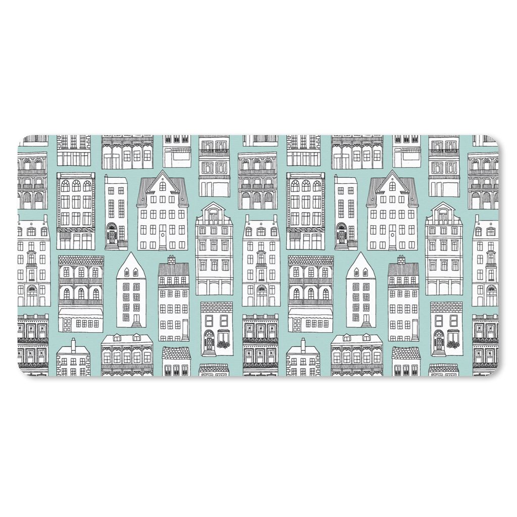 MuchoWow Schreibtischunterlage Muster - Haus - Skyline 80x40 cm - XXL Mauspad - Gaming Mauspad