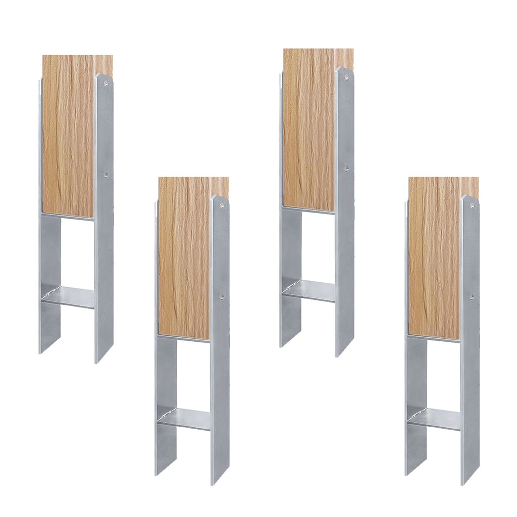 Four identical fence post anchors are arranged in a grid formation against a white background.