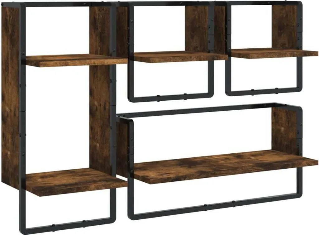 Set 4 Mensole Salvaspazio Quercia Affumicata per Casa e Bagno