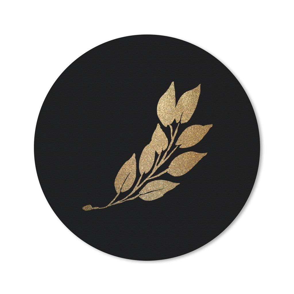 MuchoWow Mauspad Mousepad Gold - Blatt - Zweig 50x50 cm - Mousepads - Maus Mat - Pad - Mausunterlage - Vinyl