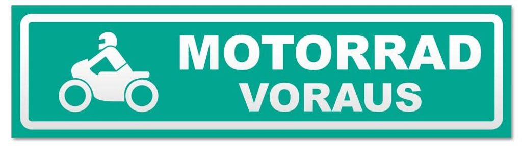 Kiwistar - Autoaufkleber - Türkis - 60 x 16 cm - Motorrad voraus Motiv 2 invertiert - Hinweis Aufkleber Sticker für Auto, Kfz, Fahrrad, PKW, LKW