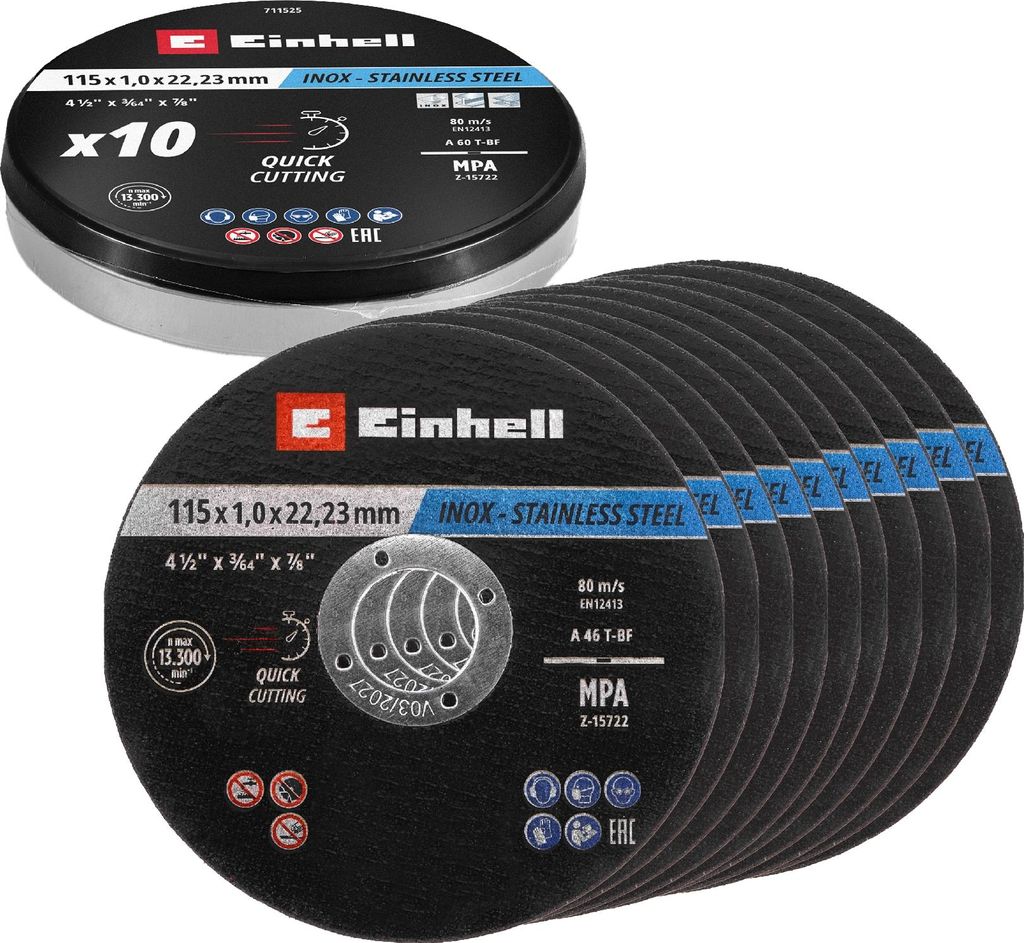 EINHELL Trennscheiben, 711525, 115x1,0 mm, 10 Stück