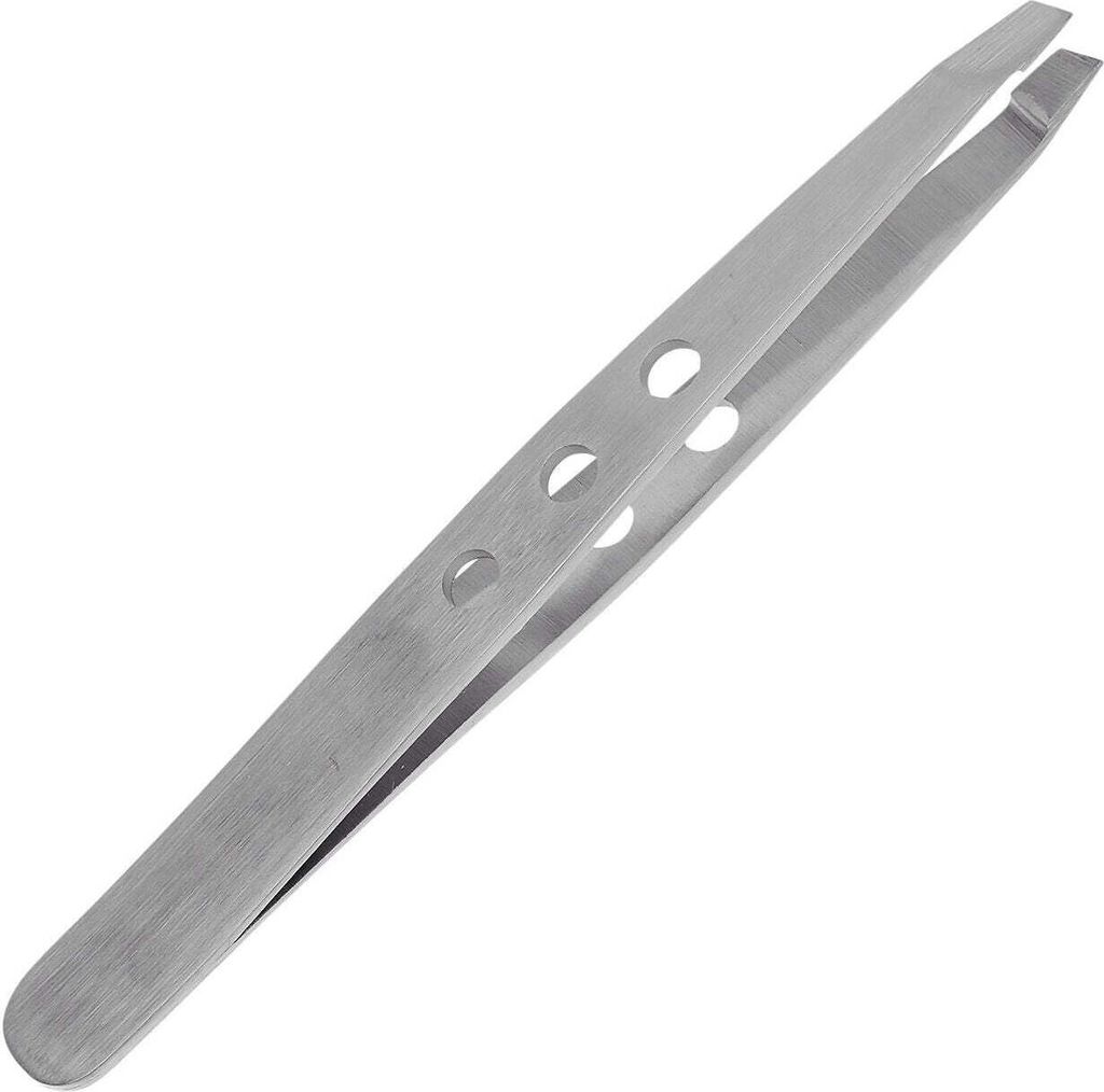 Haarzupfpinzette - 3-Loch - schräge Spitze - rostfreier Produktbild 
