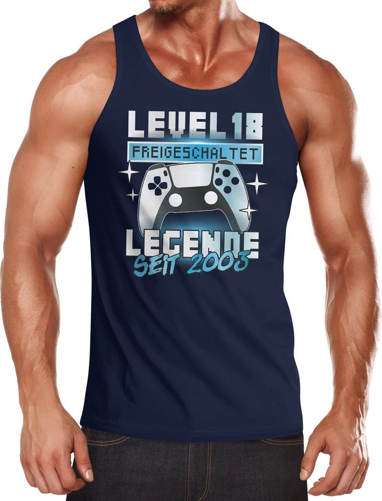 Herren Tanktop Geburtstag Gaming Motiv personalisierbar mit Alter und Geburtsjahr Legende Spruch lustig Moonworks navy XXL