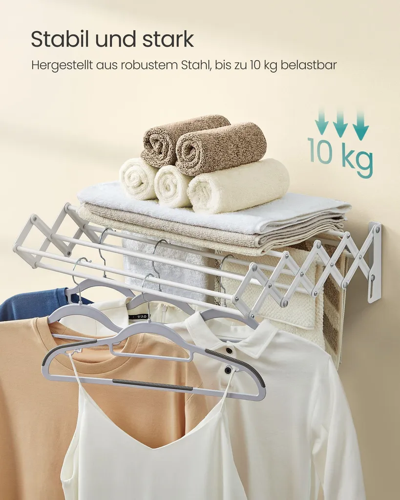 Sèche-linge extensible et pliable blanc nuage - Étendoir à linge robuste