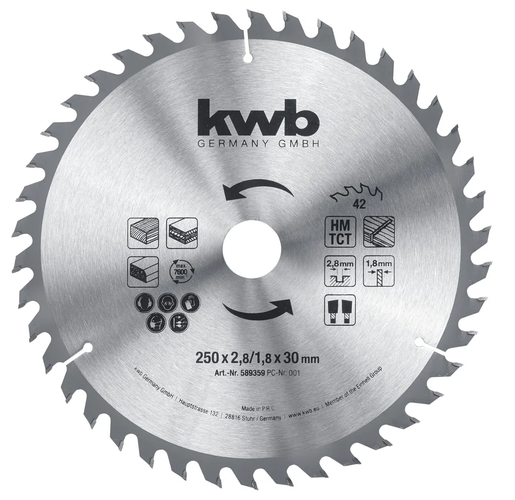 kwb 589359 Lame de scie circulaire 250 x 30 mm pour coupes précises