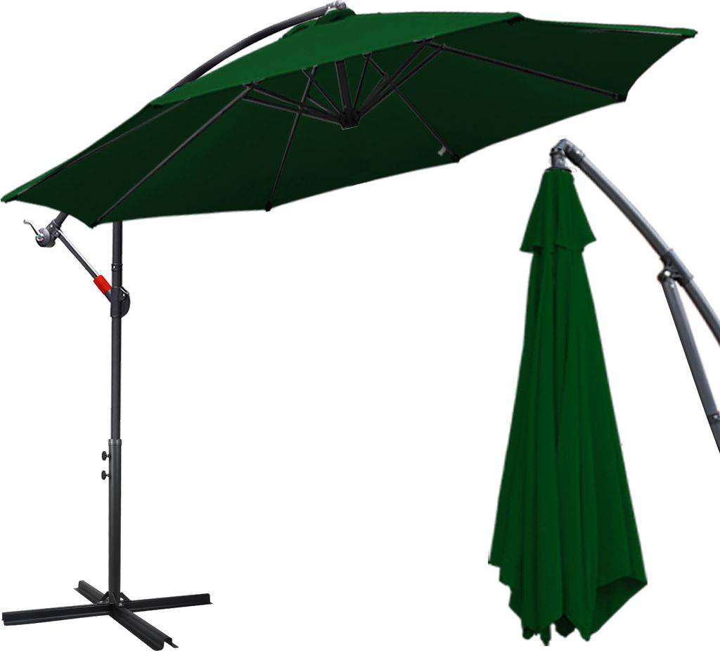 TolleTour Sonnenschirm 350cm Balkon Strandschirm Gartenschirm Marktschirm, Grün Terrassenschirm mit Drehstange, Sonnenschutz UV30+