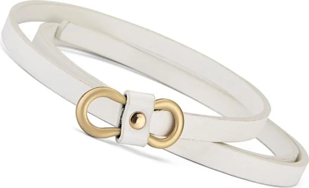 INF Cintura liscia in Finto cuoio marrone da 105 cm per un look elegante Bianco