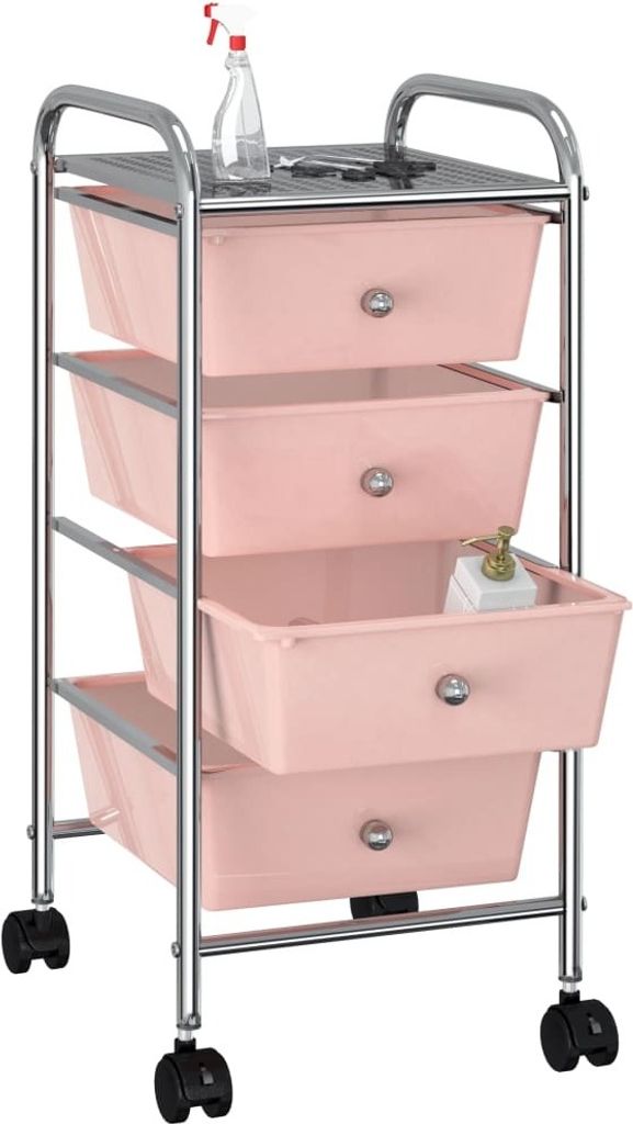 Stabli Schubladenwagen mit 4 Schubladen Rosa Kunststoff - DE152782 - Bollerwagen