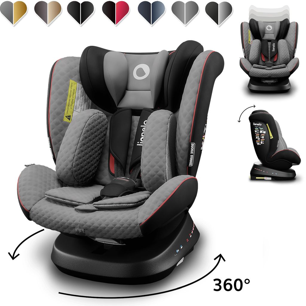 Lionelo Bastiaan Isofix Kindersitz grau 360 Grad Baby Autositz von 0-12 Jahre 