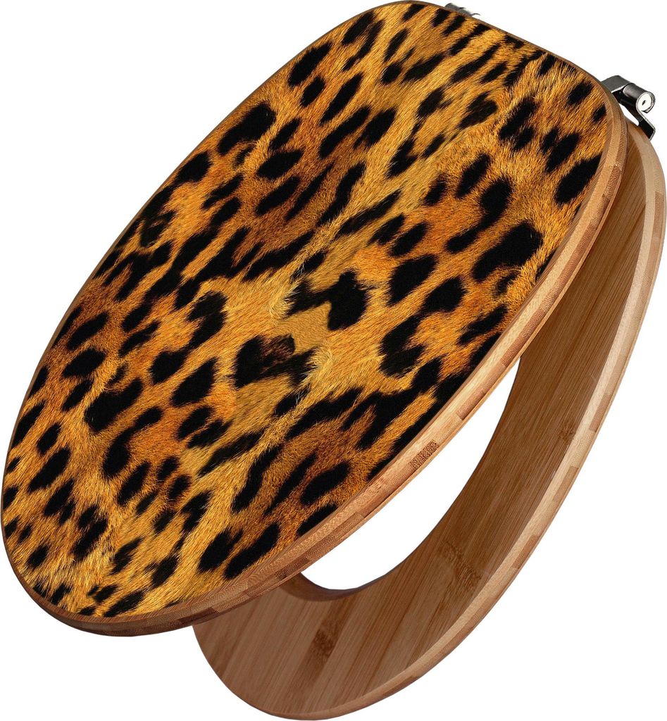 banjado Design Deska sedesowa Bambus 44x38x5cm - Leopard - Zdjęcie produktu 