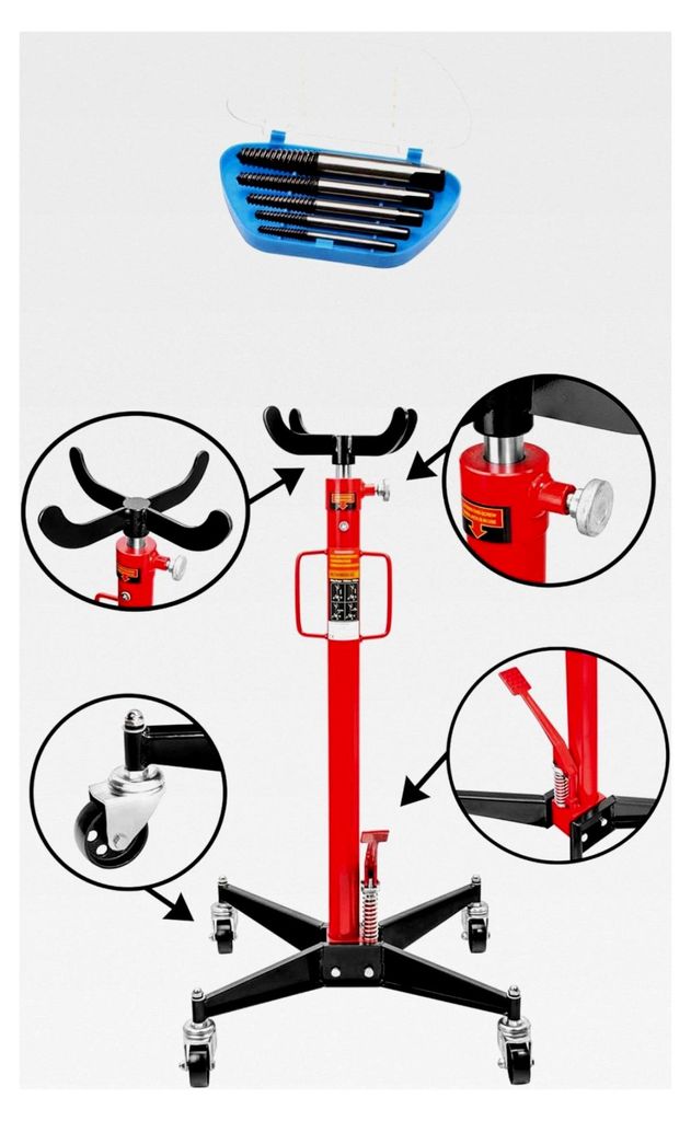 Getriebeheber 500 KG Motorheber Hydraulik + 5-teiliges Linksausdreher-Set