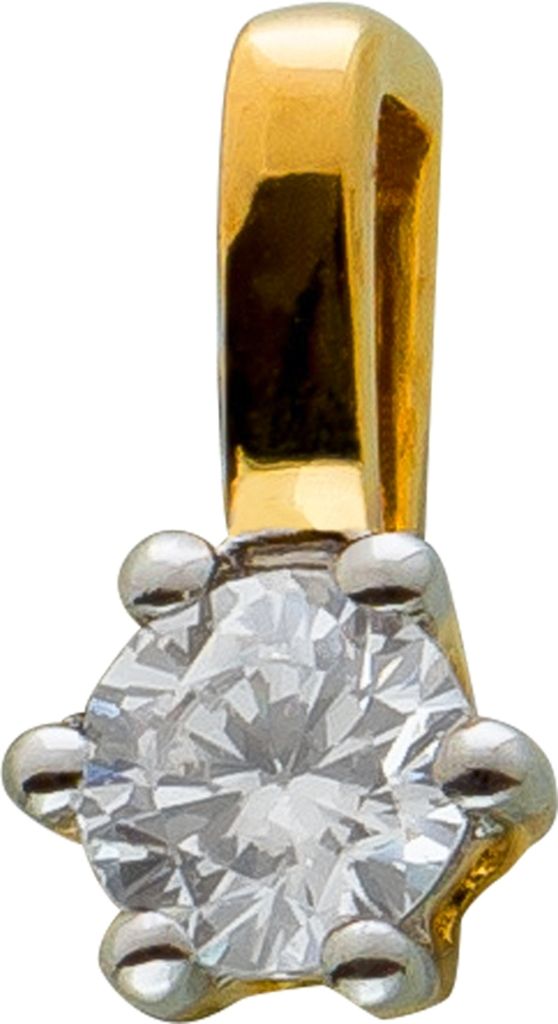 Diamant Anhänger Gelbgold 585 14K Solitär Brillant 0.10ct