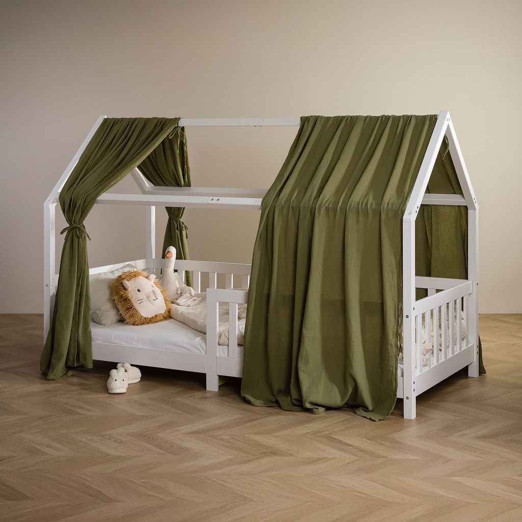Hausbett Himmel NENA im 2er Set in dunkelgrün - Betthimmel Produktbild 