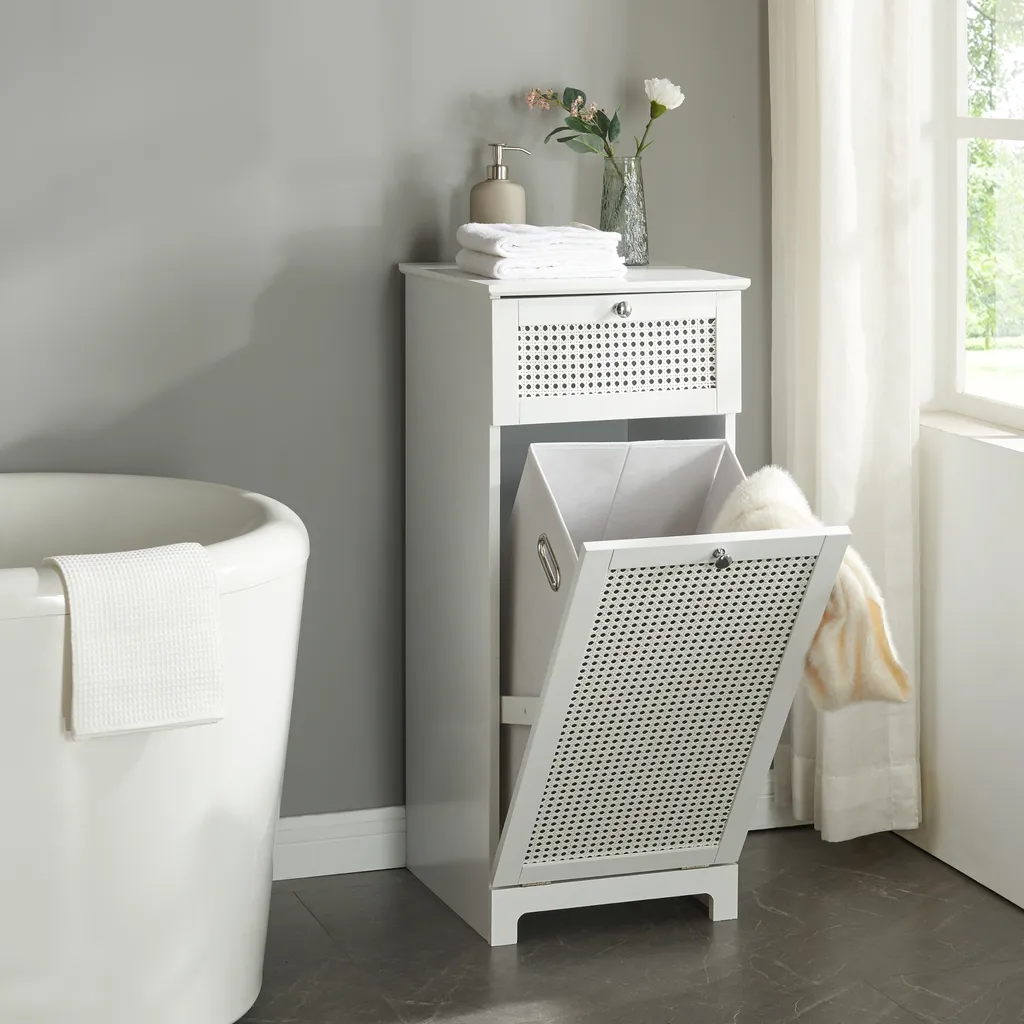 Petit meuble de salle de bain blanc 90cm Karlsøy - Design compact