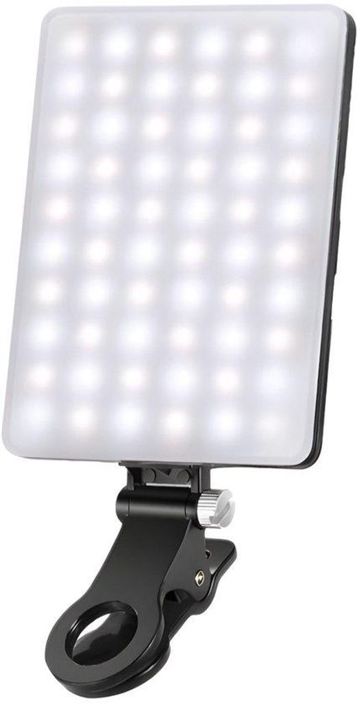 Handlamp mit Clip für Smartphone an Vorder- und Hinterseite, 60-LED-Hochleistungs-Lampe mit 2000mAh-Akkumulator, CRI 95+, 3 Lichtmodi, tragbarer C...