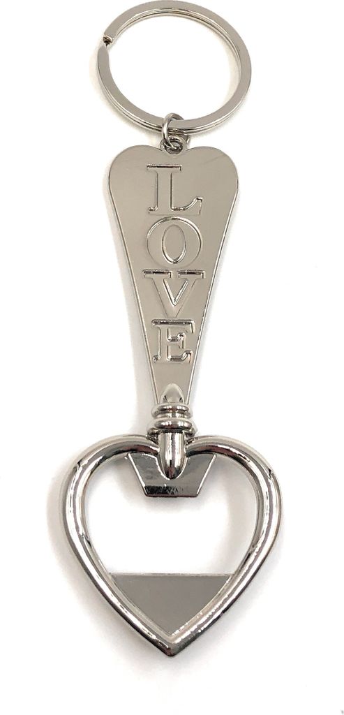 Onwomania Schlüsselanhänger Herz Flaschenöffner Silber Metall Anhänger Charm
