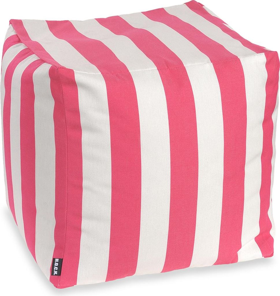 H.O.C.K. Classic Streifen Outdoor Bean Cube Pouf 40x40x40cm pink
