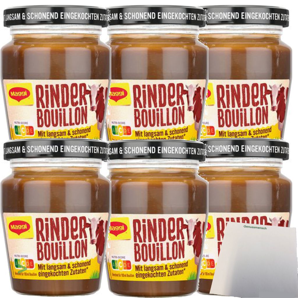 Maggi Eingekochte Bouillon Rind für je 3,5l 6er Pack (6x160g Glas) + usy Block