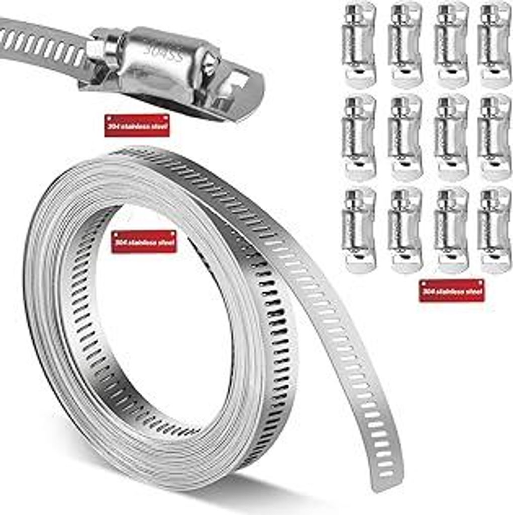 5 Meter Schlauchschellen Edelstahl, Einstellbare Schlauchschellen Endlos 304 Edelstahl, Schlauchklemmen für Wasser Gas Rohr/Automobil/Unterdrucksc...