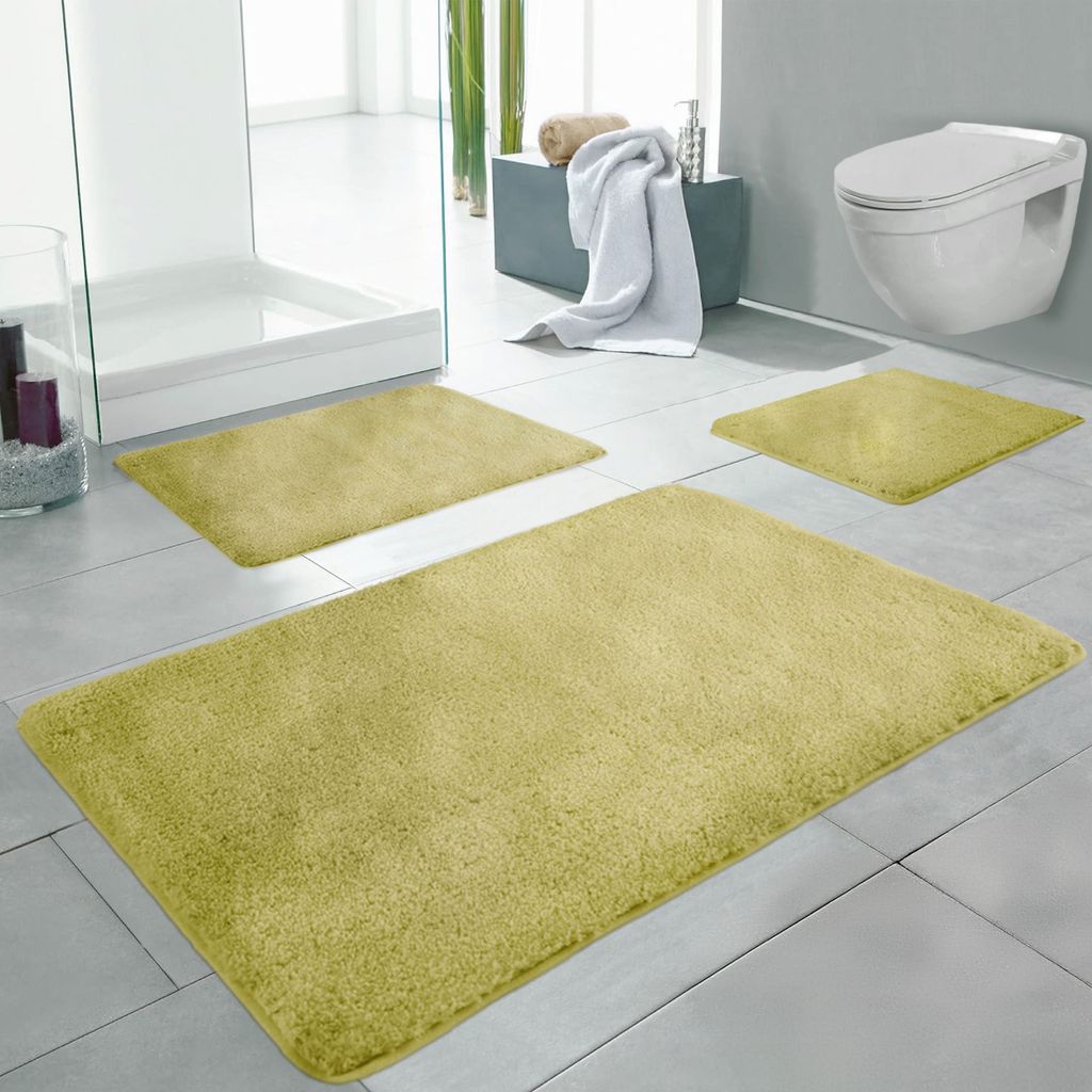 Linden Berg Badematte Hellgrün 70 x 120 cm - Rutschfester Badteppich - Mikrofaser - TPR-Rücken - Saugfähig - Schnell Trocknend