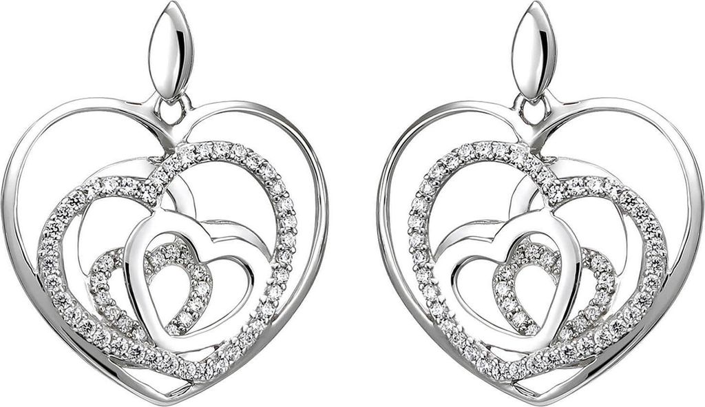 Hängerstecker Ohrhänger Herzen aus 925 Silber 114 Zirkonia Ohrringe Ohrschmuck