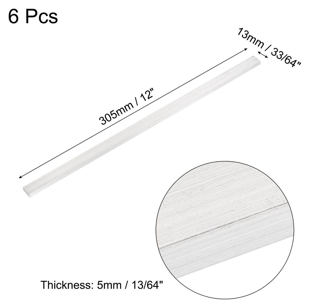 6 Stš¹ck Aluminium Flachprofil 5 x 13 mm Aluleisten Flach L?nge 305 mm Quadratischer 6061 Aluminium Flachplatte Aluschiene Schwei?bar Massiv Neuw...